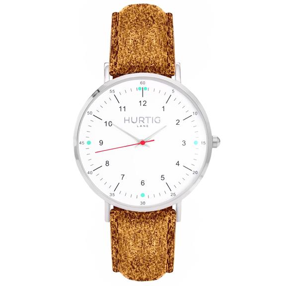 Watch Moderna Suede Silver White & Coral 5