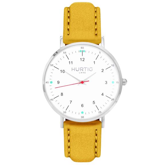 Watch Moderna Suede Silver White & Coral 6