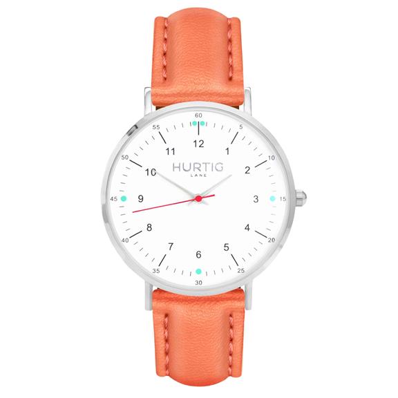 Moderna Watch Silver, White & Coral 2