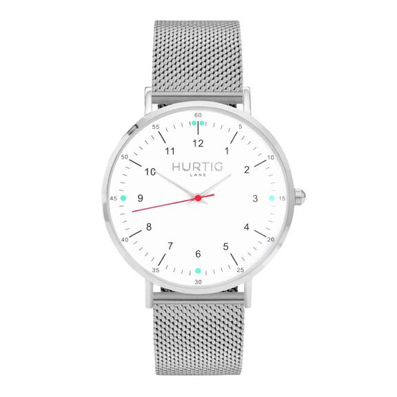 Moderna Stalen Horloge Zilver, Wit & Zilver 1