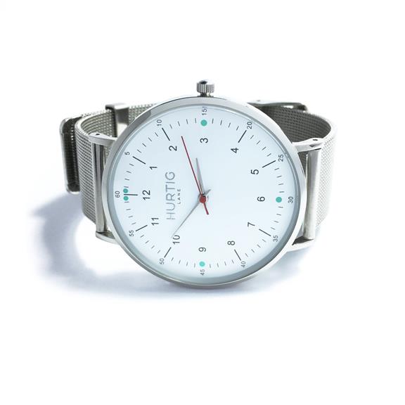 Moderna Steel Watch Silver, White & Silver 2
