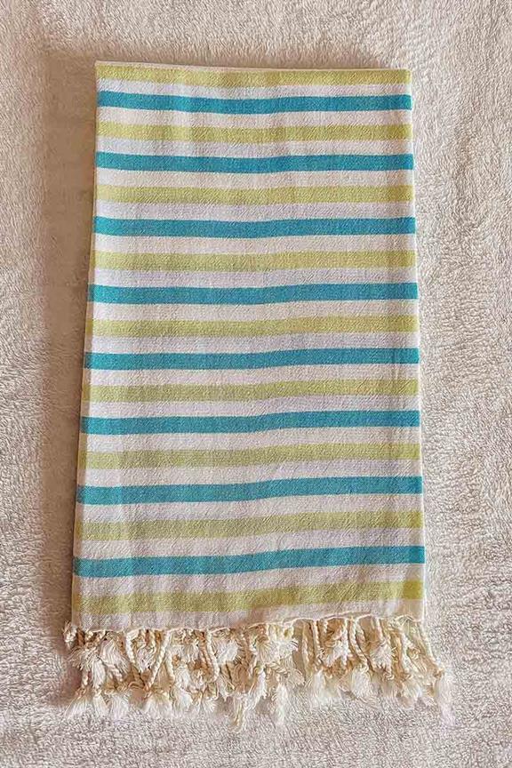 Beach Towel Ares Blue & Green Stripes 1
