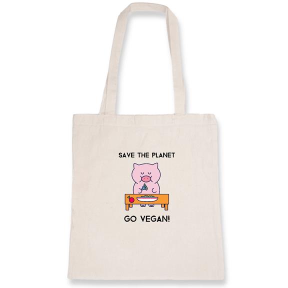 Save The Planet Go Vegan - Sac De Transport En Coton Biologique 3