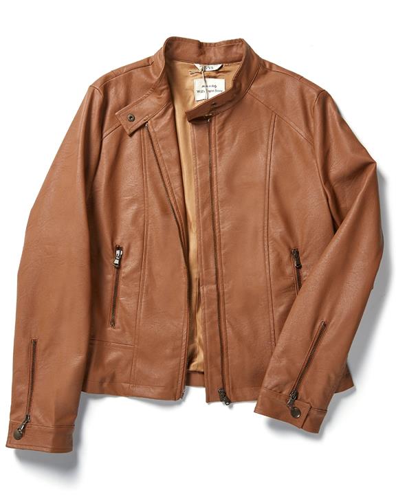 Jacket Racer Faux Leather Brown 6