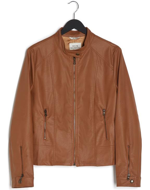 Jacket Racer Faux Leather Brown 7