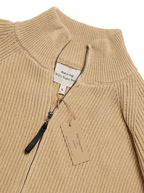 Cardigan Full Zip Knitted Tan from Shop Like You Give a Damn