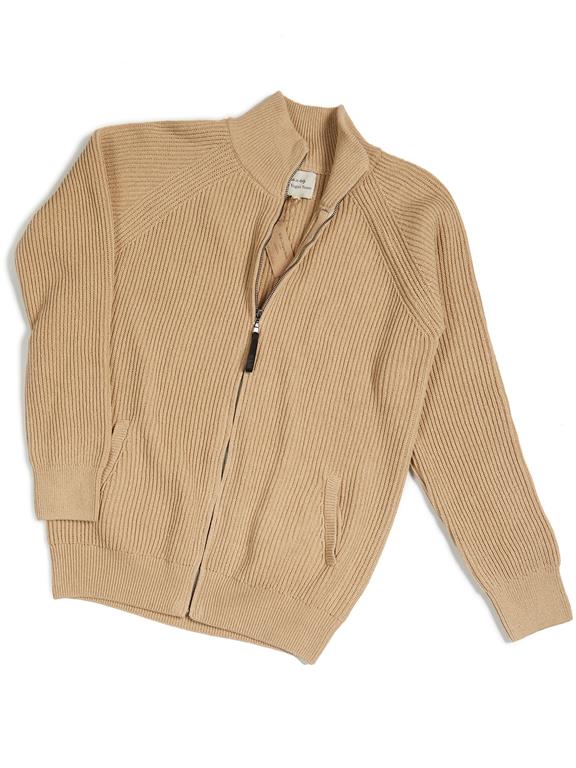 Cardigan Full Zip Knitted Tan from Shop Like You Give a Damn