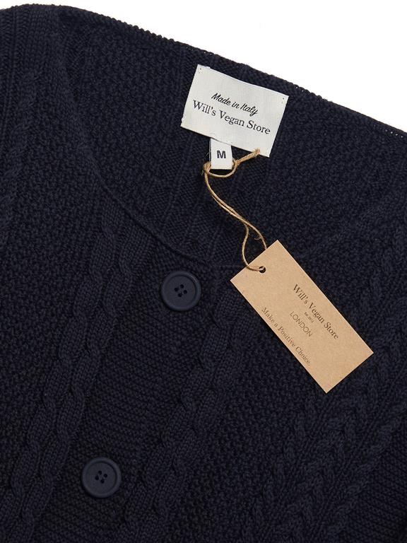 Cardigan Chunky Button Up Knitted Navy Blue 4