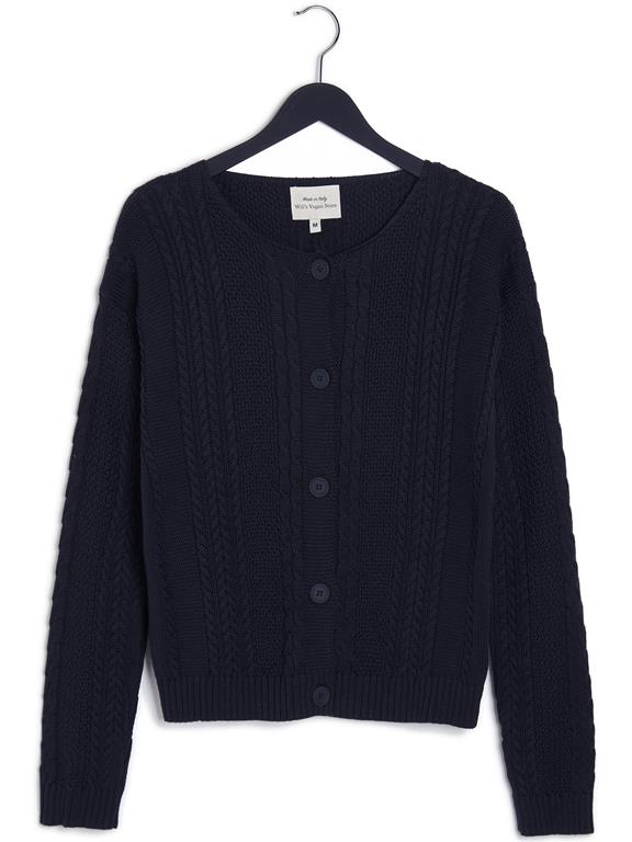 Cardigan Chunky Button Up Knitted Navy Blue 7