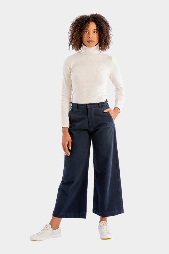 Navy Flared Trousers 2