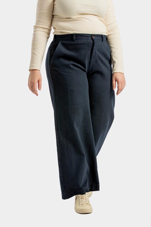 Navy Flared Trousers 4