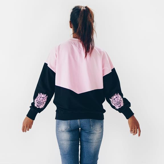 Sweatshirt Loose Schwarz Pink 3