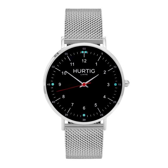 Moderna Stalen Horloge Zilver, Zwart & Zilver 3