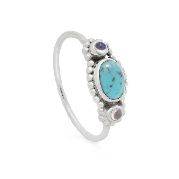 Om Turquoise Stacking Ring Silver  9