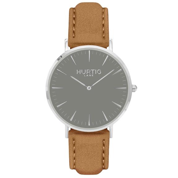 Hymnal Horloge Vegan Suede Zilver, Grijs & Camel via Shop Like You Give a Damn