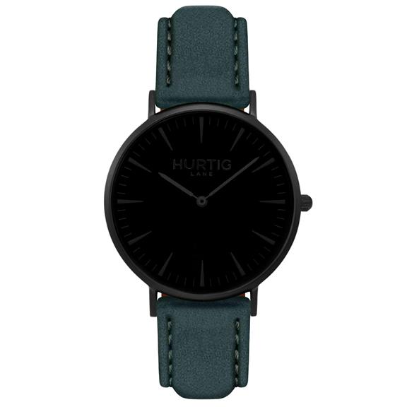 Hymnal Horloge Vegan Suede All Black & Bosgroen via Shop Like You Give a Damn