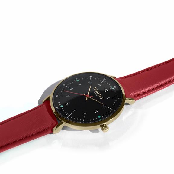 Moderno Horloge Goud, Zwart & Rood 5