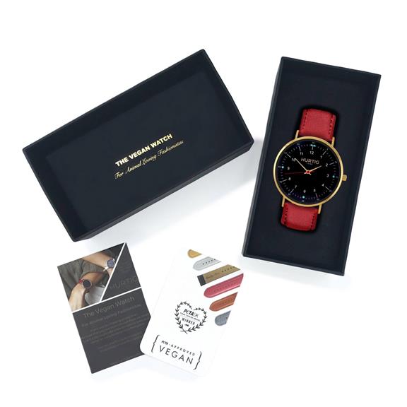 Moderno Horloge Goud, Zwart & Rood 6