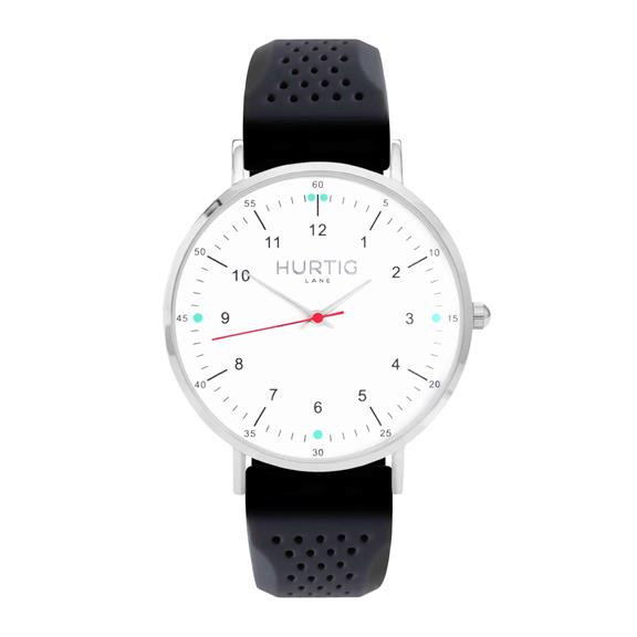 Moderno Rubber Horloge Zilver, Wit & Donkergrijs van Shop Like You Give a Damn