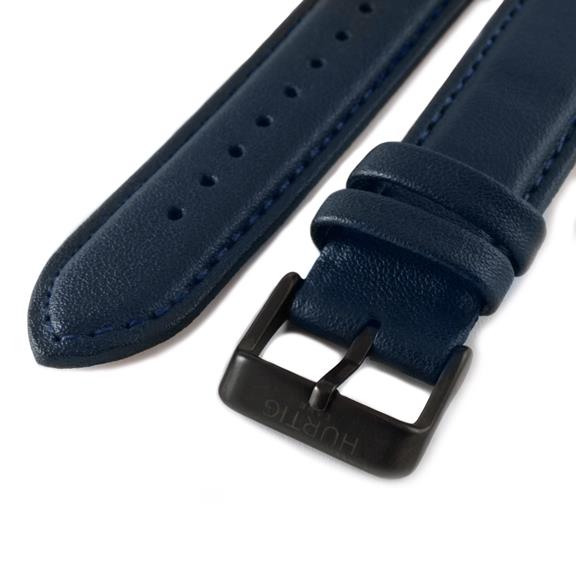 Horlogeband Vegan Leer Nachtblauw & Zwart 5