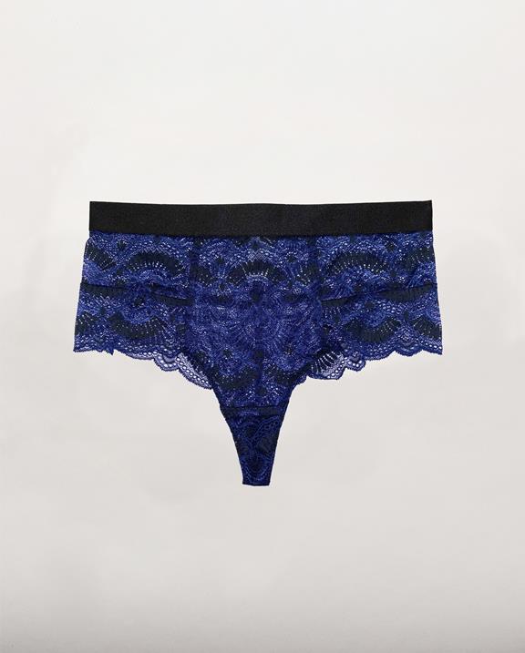 Lace Highwaist Thong 001 Black Blue 3