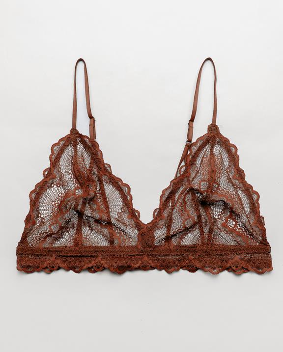 Lace Triangle Bralette 001 Cacao Medium Brown 3
