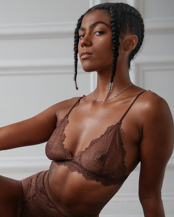 Lace Triangle Bralette 001 Cacao Medium Brown 7