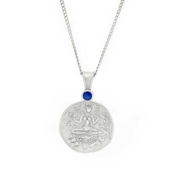 Set Lakshmi Coin Pendant & Sarnath Hoop Silver 5