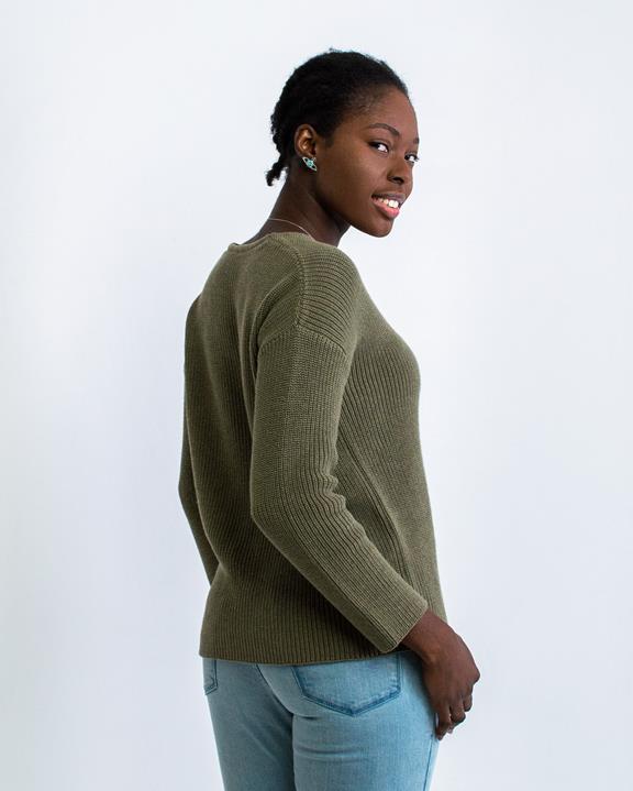 Sweater V Neck Knitted Green 7