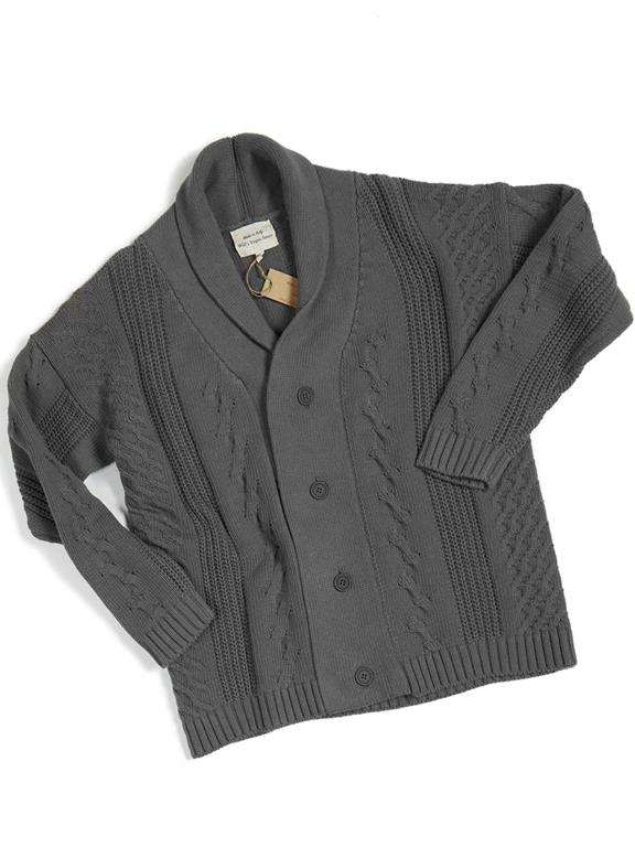 Men's Cardigan Chunky Button Up Grey from Shop Like You Give a Damn