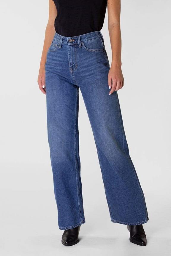 Jeans Harper Loose Flare Rose Bowl Blue Medium Blauw 1