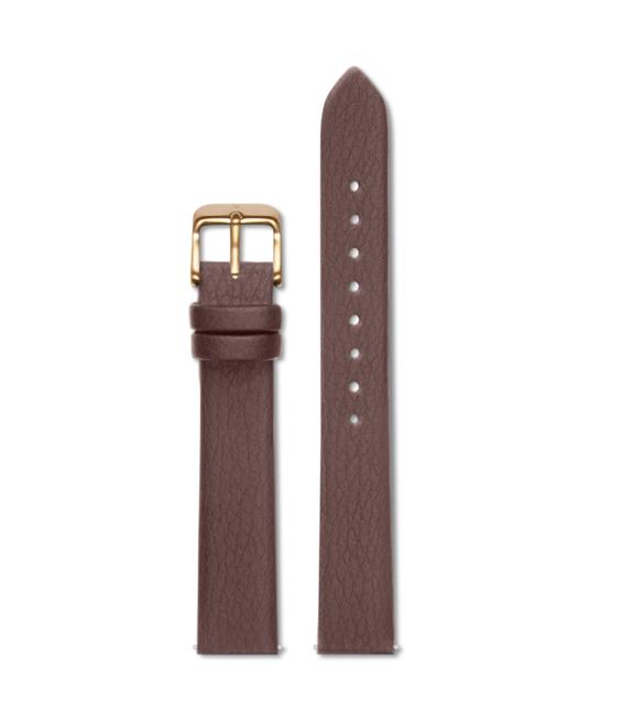 Watch Strap Brown With Brushed Gold Buckle - 16 Mm 1