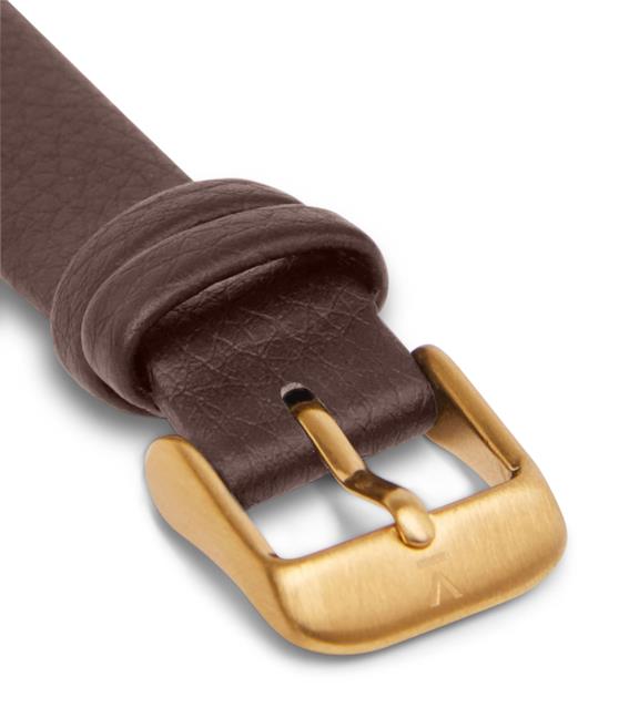 Watch Strap Brown With Brushed Gold Buckle - 16 Mm 2