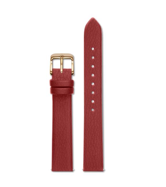 Watch Strap Ruby Red With Brushed Gold Buckle - 16 Mm 1