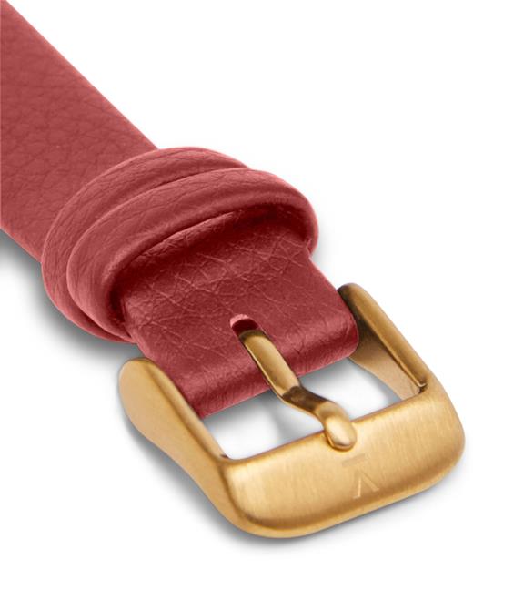 Watch Strap Ruby Red With Brushed Gold Buckle - 16 Mm 2