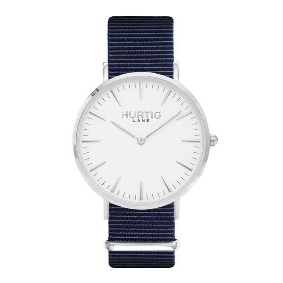 Horloge Montezuma Nylon Nato Zilver Wit & Oceaanblauw Dames van Shop Like You Give a Damn