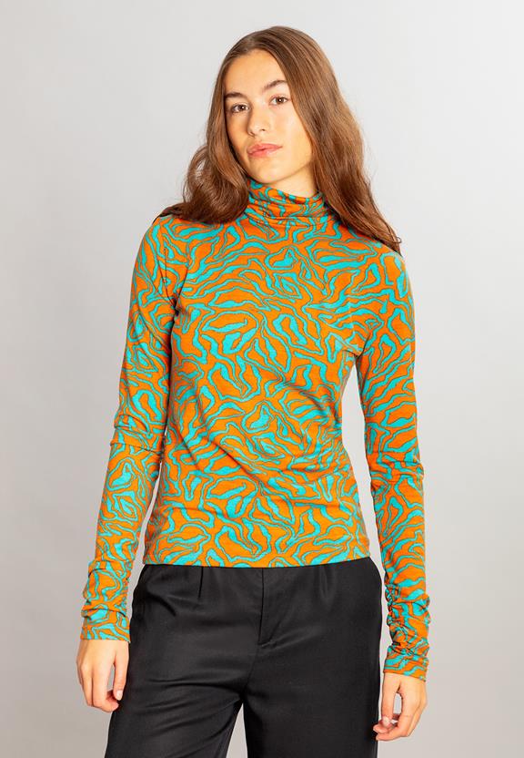 Turtle Neck Shirt Mila Turquoise & Orange via Shop Like You Give a Damn