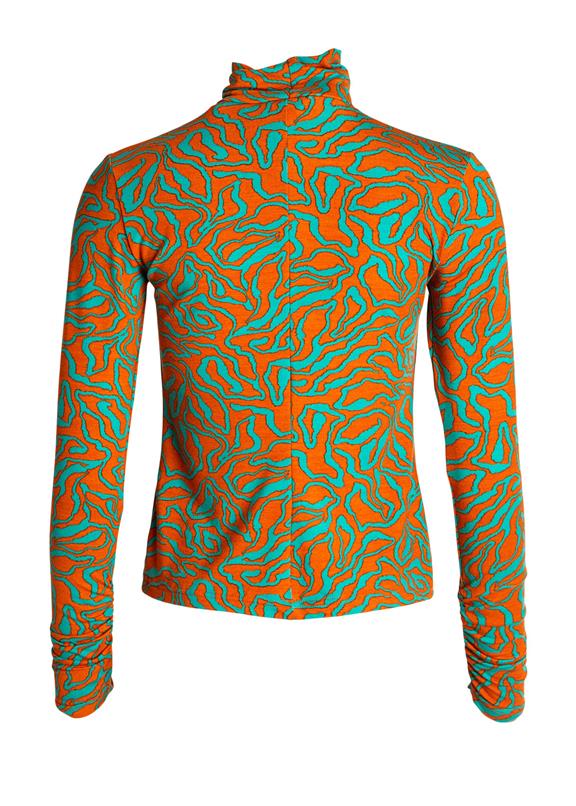 Turtle Neck Shirt Mila Turquoise & Orange 5