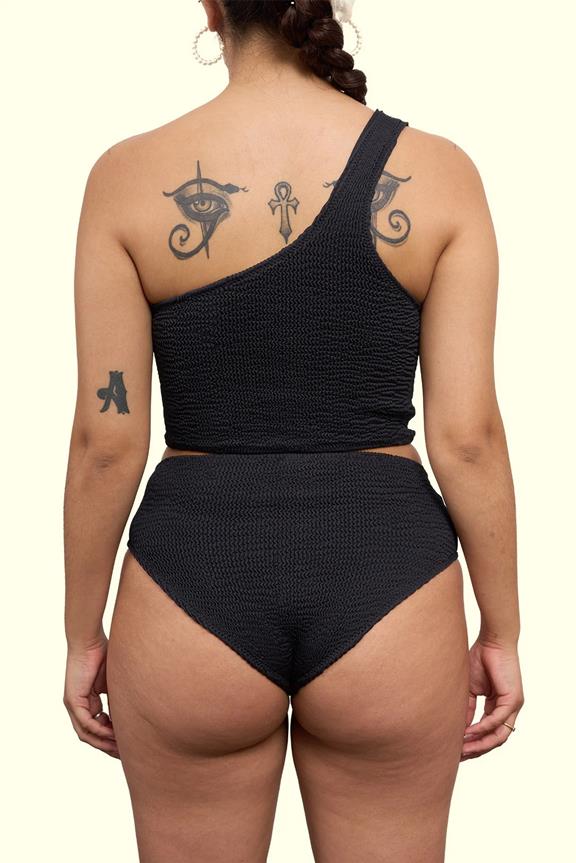 Crop Top Asymmetrisch Schwarz 2