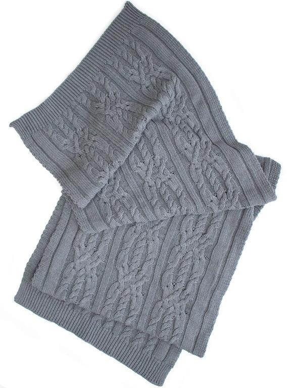 Scarf Braided Knit Grey 1